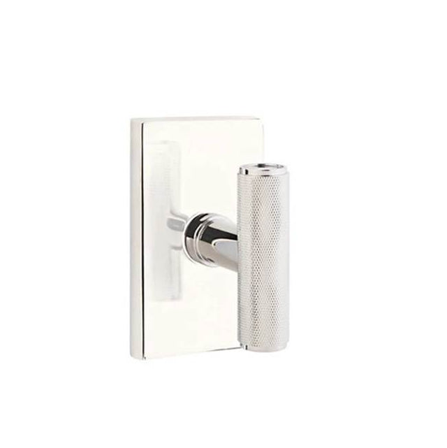 Emtek - Privacy, Modern Rectangular Rosette, The Ace Knurled Knob, US14 - Polished Nickel