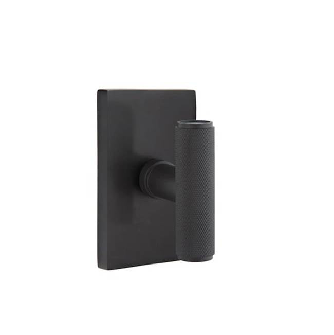 Emtek - Privacy, Modern Rectangular Rosette, The Ace Knurled Knob, US19 - Flat Black