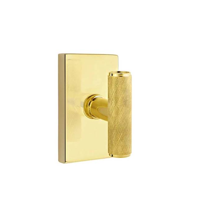 Emtek - Passage, Modern Rectangular Rosette, The Ace Knurled Knob, US3NL - Unlacquered Brass