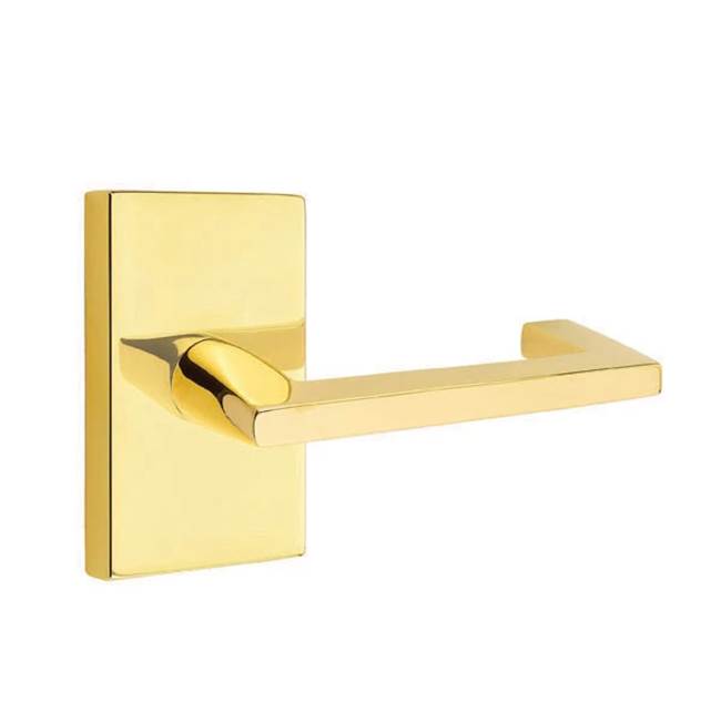 Emtek - Passage, Modern Rectangular Rosette, Argos Lever, LH, US3NL - Unlacquered Brass