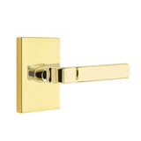 Emtek - Privacy, Modern Rectangular Rosette, Aston Lever, LH, US3NL - Unlacquered Brass