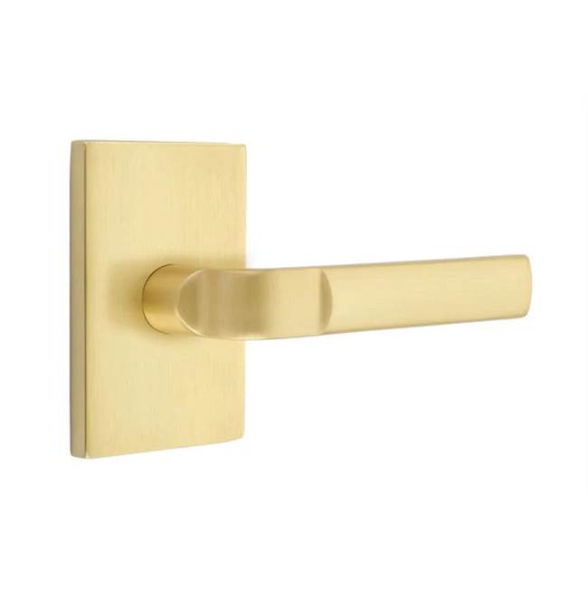 Emtek - Privacy, Modern Rectangular Rosette, Aston Lever, LH, US4 - Satin Brass