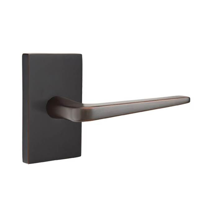 Emtek - Privacy, Modern Rectangular Rosette, Athena Lever, RH, US10B - Oil Rubbed Bronze