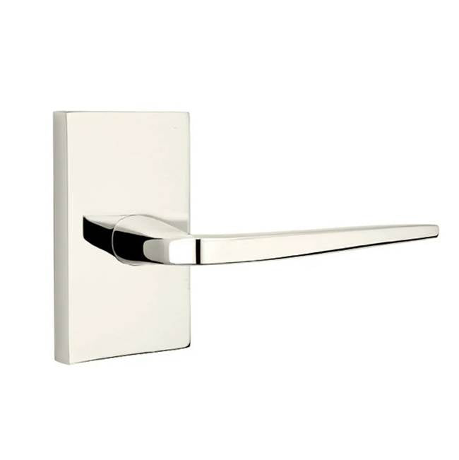 Emtek - Passage, Modern Rectangular Rosette, Athena Lever, RH, US14 - Polished Nickel