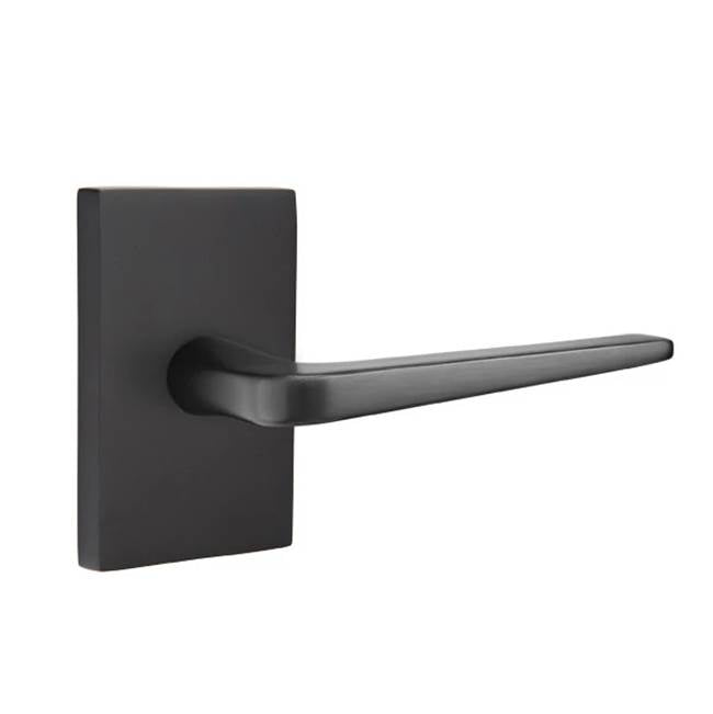 Emtek - Privacy, Modern Rectangular Rosette, Athena Lever, RH, US19 - Flat Black