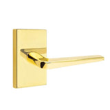 Emtek - Passage, Modern Rectangular Rosette, Athena Lever, LH, US3NL - Unlacquered Brass
