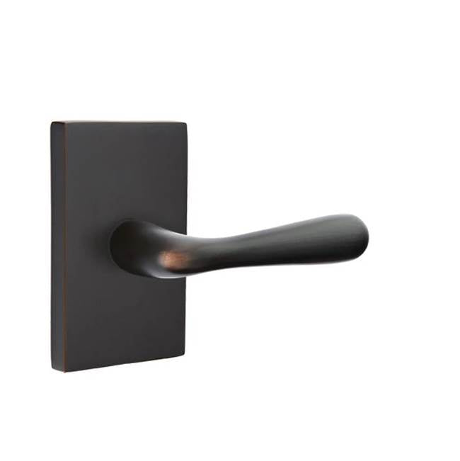 Emtek - Privacy, Modern Rectangular Rosette, Basel Lever, LH, US10B - Oil Rubbed Bronze