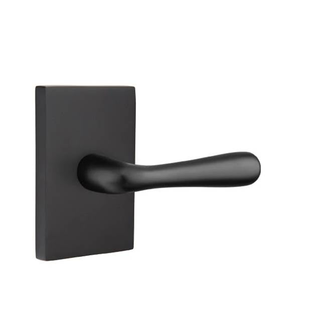 Emtek - Privacy, Modern Rectangular Rosette, Basel Lever, LH, US19 - Flat Black