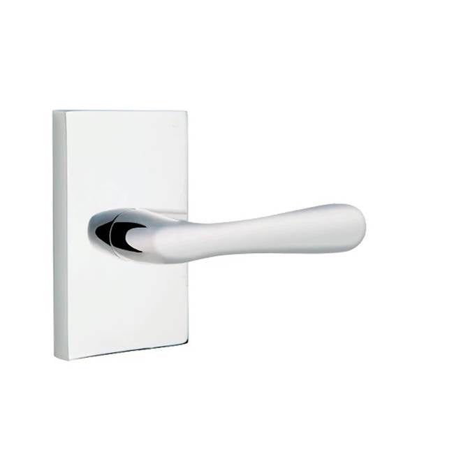 Emtek - Passage, Modern Rectangular Rosette, Basel Lever, RH, US26 - Polished Chrome