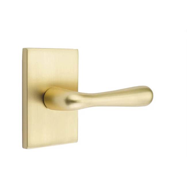Emtek - Privacy, Modern Rectangular Rosette, Basel Lever, RH, US4 - Satin Brass