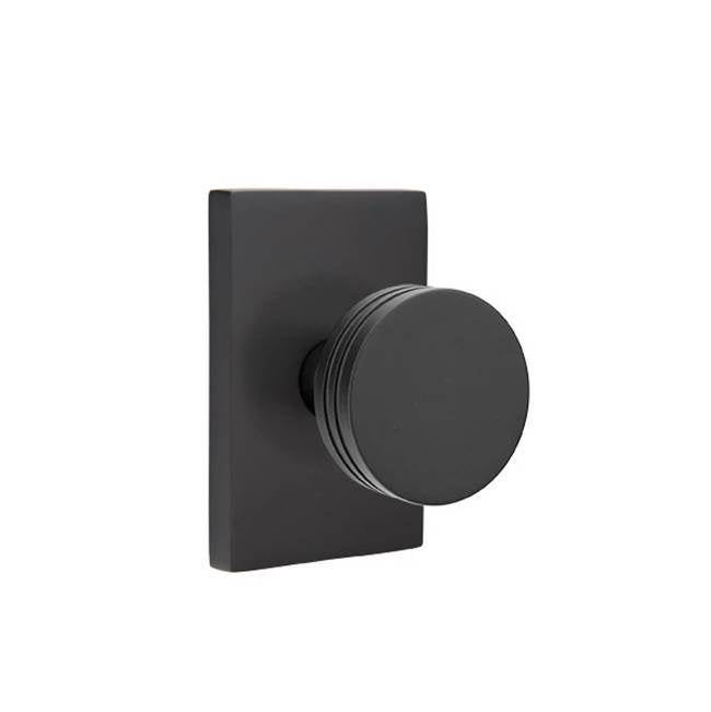 Emtek - Privacy, Modern Rectangular Rosette, Bern Knob, US19 - Flat Black