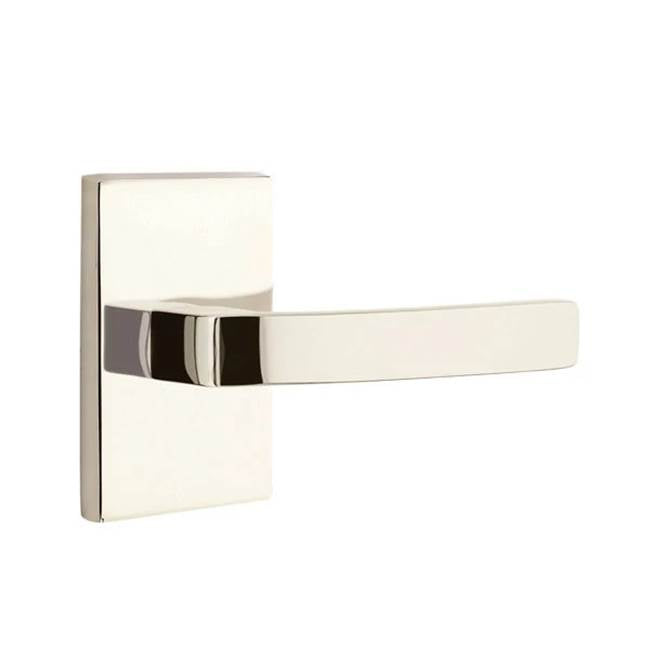 Emtek - Dummy, Modern Rectangular Rosette, Breslin Lever, US14 - Polished Nickel