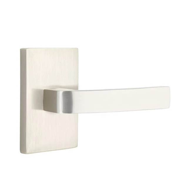 Emtek - Passage, Modern Rectangular Rosette, Breslin Lever, RH, US15 - Satin Nickel