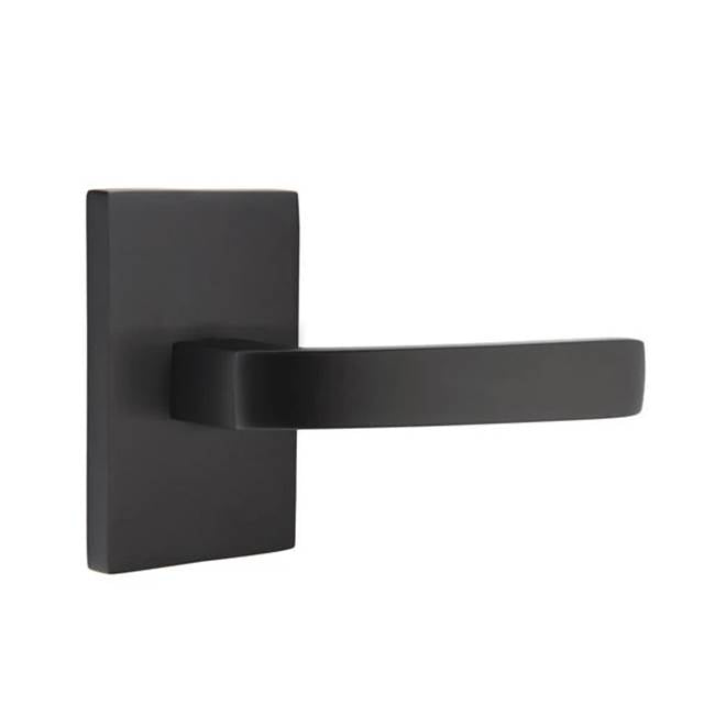 Emtek - Passage, Modern Rectangular Rosette, Breslin Lever, RH, US19 - Flat Black