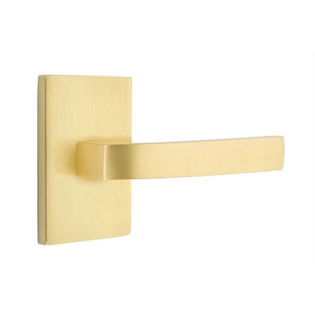 Emtek - Concealed, Privacy, Modern Rectangular Rosette, Breslin Lever, US4 - Satin Brass