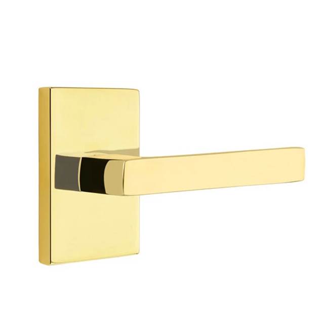 Emtek - Concealed, Privacy, Modern Rectangular Rosette, Dumont Lever, US3NL - Unlacquered Brass