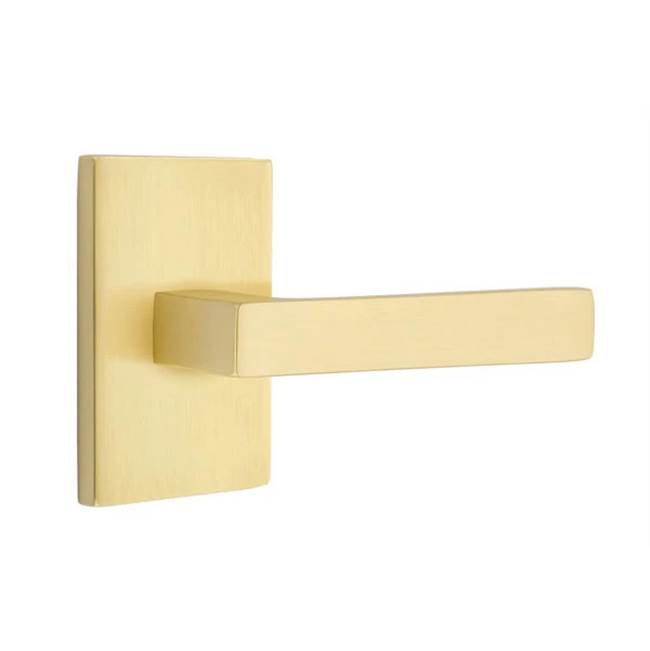 Emtek - Passage, Modern Rectangular Rosette, Dumont Lever, LH, US4 - Satin Brass