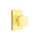 Emtek - Concealed Fastener, Passage, Modern Rectangular Rosette, Freestone Square Knob, US3NL - Unlacquered Brass