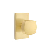 Emtek - Concealed Fastener, Privacy, Modern Rectangular Rosette, Freestone Square Knob, US4 - Satin Brass