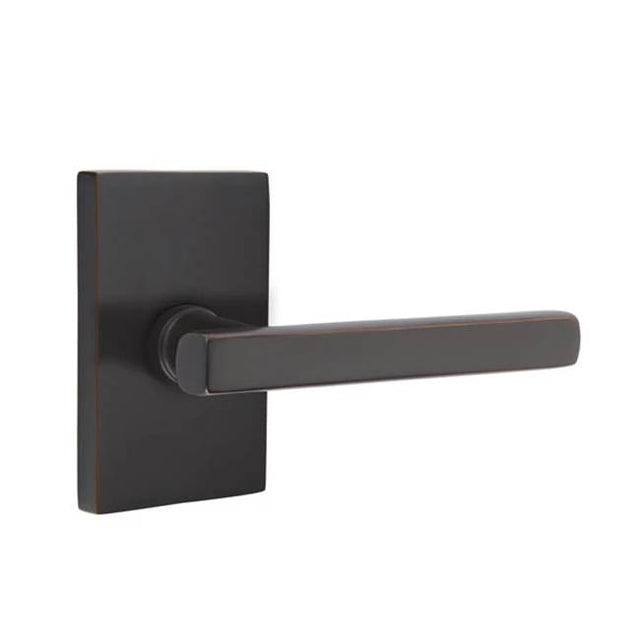 Emtek - Passage, Modern Rectangular Rosette, Freestone Lever, LH, US10B - Oil Rubbed Bronze