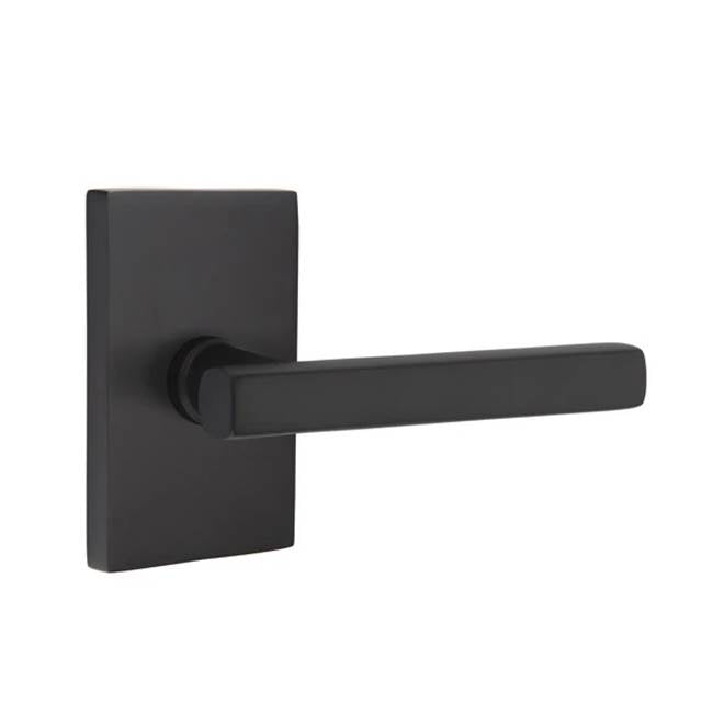 Emtek - Passage, Modern Rectangular Rosette, Freestone Lever, LH, US19 - Flat Black