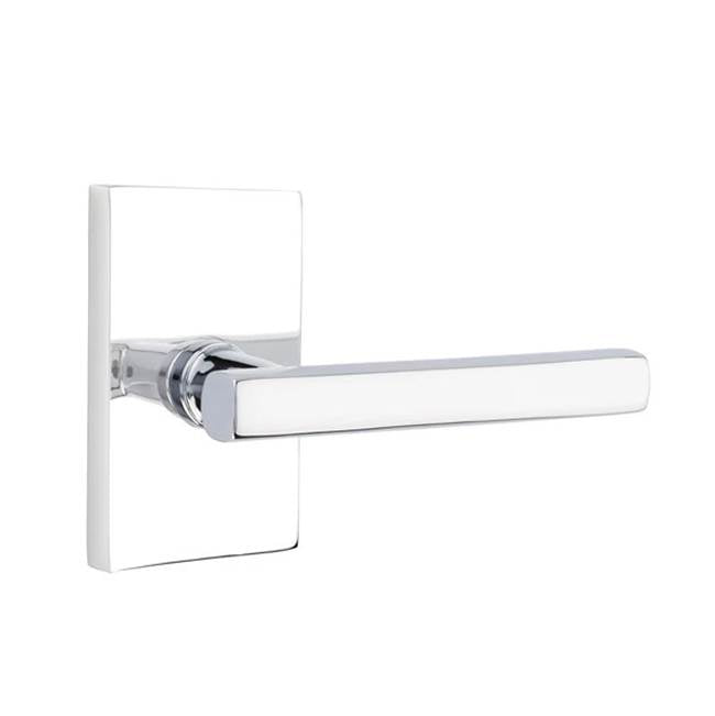 Emtek - Concealed Fastener, Privacy, Modern Rectangular Rosette, Freestone Lever, US26 - Polished Chrome