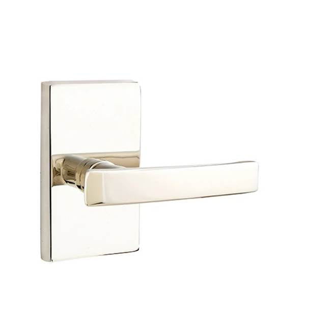 Emtek - Dummy, Modern Rectangular Rosette, Geneva Lever, US14 - Polished Nickel