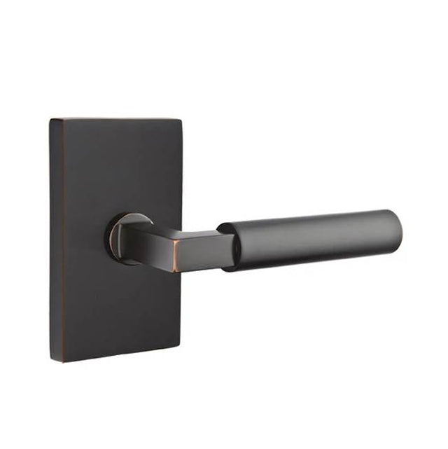 Emtek - Passage, Modern Rectangular Rosette, Hercules Lever, LH, US10B - Oil Rubbed Bronze