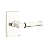 Emtek - Passage, Modern Rectangular Rosette, Hercules Lever, RH, US14 - Polished Nickel