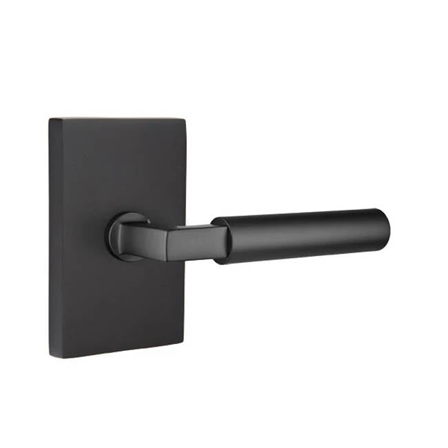 Emtek - Passage, Modern Rectangular Rosette, Hercules Lever, RH, US19 - Flat Black