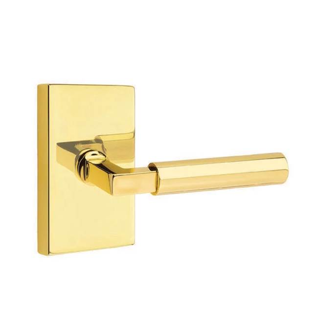 Emtek - Concealed Fastener, Passage, Modern Rectangular Rosette, Hercules Lever, US3NL - Unlacquered Brass