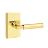 Emtek - Passage, Modern Rectangular Rosette, Hercules Lever, RH, US3NL - Unlacquered Brass