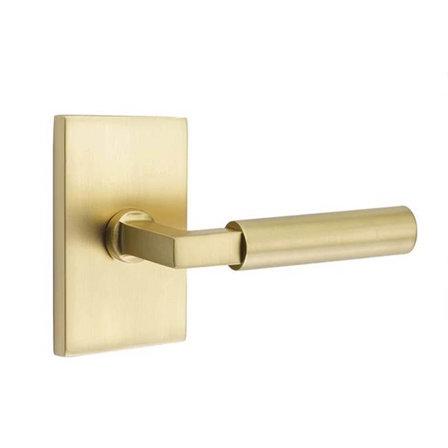 Emtek - Passage, Modern Rectangular Rosette, Hercules Lever, LH, US4 - Satin Brass