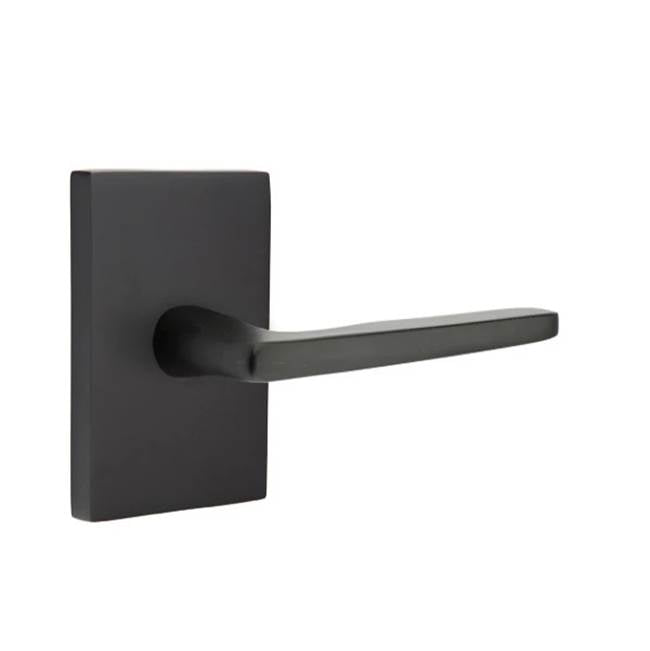 Emtek - Passage, Modern Rectangular Rosette, Hermes Lever, LH, US19 - Flat Black