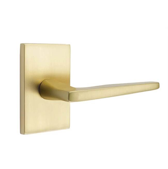 Emtek - Dummy, Modern Rectangular Rosette, Hermes Lever, US4 - Satin Brass