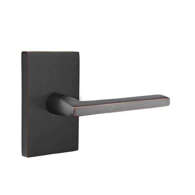 Emtek - Passage, Modern Rectangular Rosette, Helios Lever, LH, US10B - Oil Rubbed Bronze