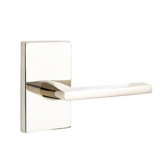 Emtek - Passage, Modern Rectangular Rosette, Helios Lever, LH, US14 - Polished Nickel