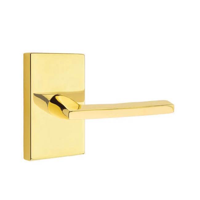 Emtek - Passage, Modern Rectangular Rosette, Helios Lever, RH, US3NL - Unlacquered Brass