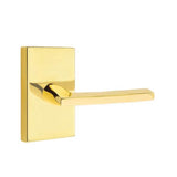Emtek - Passage, Modern Rectangular Rosette, Helios Lever, LH, US3NL - Unlacquered Brass