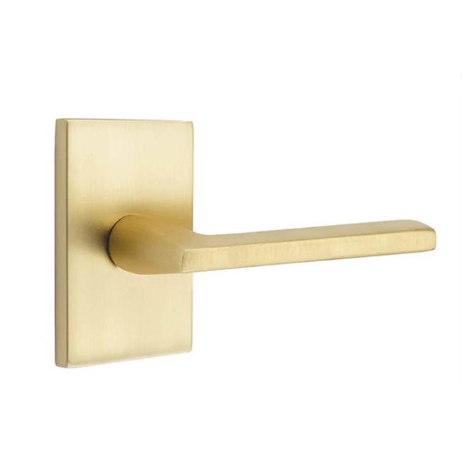 Emtek - Passage, Modern Rectangular Rosette, Helios Lever, LH, US4 - Satin Brass