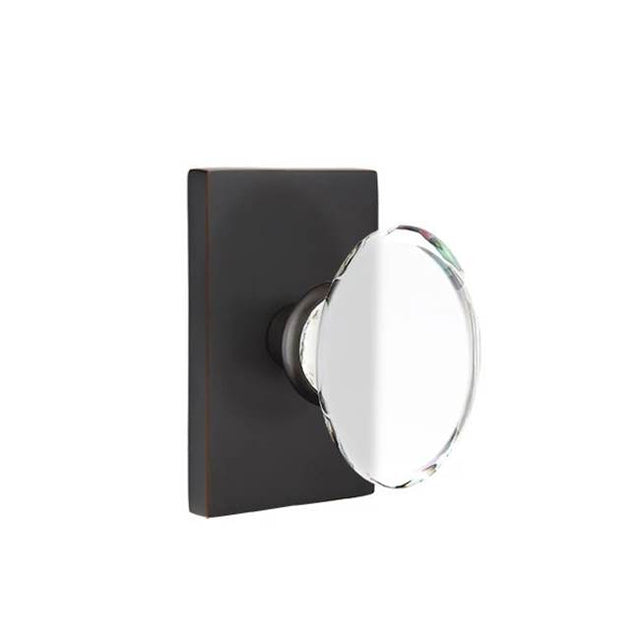 Emtek - Dummy, Modern Rectangular Rosette, Hampton Crystal Knob, US10B - Oil Rubbed Bronze