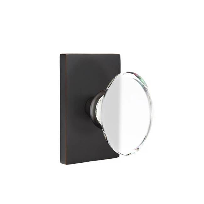 Emtek - Passage, Modern Rectangular Rosette, Hampton Crystal Knob, US10B - Oil Rubbed Bronze