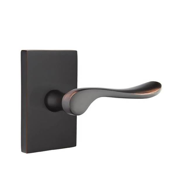 Emtek - Passage, Modern Rectangular Rosette, Luzern Lever, LH, US10B - Oil Rubbed Bronze