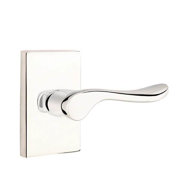 Emtek - Passage, Modern Rectangular Rosette, Luzern Lever, RH, US14 - Polished Nickel