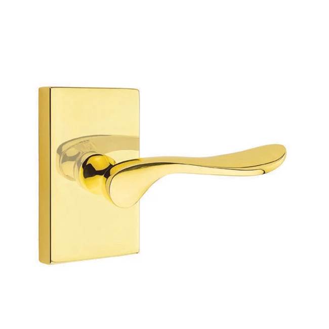 Emtek - Dummy, Modern Rectangular Rosette, Luzern Lever, US3NL - Unlacquered Brass