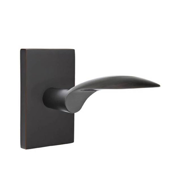 Emtek - Passage, Modern Rectangular Rosette, Mercury Lever, RH, US10B - Oil Rubbed Bronze