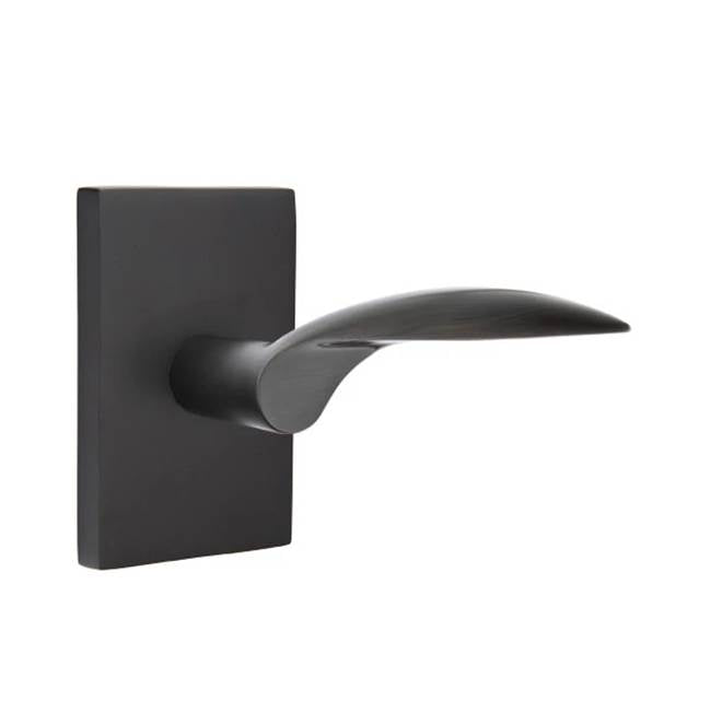 Emtek - Passage, Modern Rectangular Rosette, Mercury Lever, RH, US19 - Flat Black