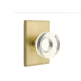 Emtek - Concealed, Passage, Modern Rectangular Rosette, Modern Disc Crystal Knob, US4 - Satin Brass