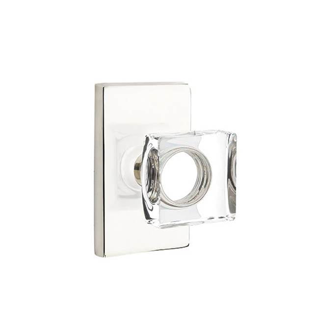 Emtek - Dummy, Modern Rectangular Rosette, Modern Square Crystal Knob, US14 - Polished Nickel