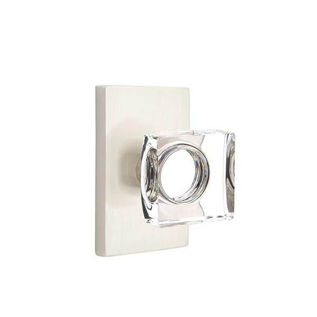 Emtek - Dummy, Modern Rectangular Rosette, Modern Square Crystal Knob, US15 - Satin Nickel